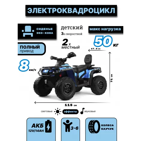Детский электроквадроцикл BRP Can-Am Outlander (Y888YY) синий